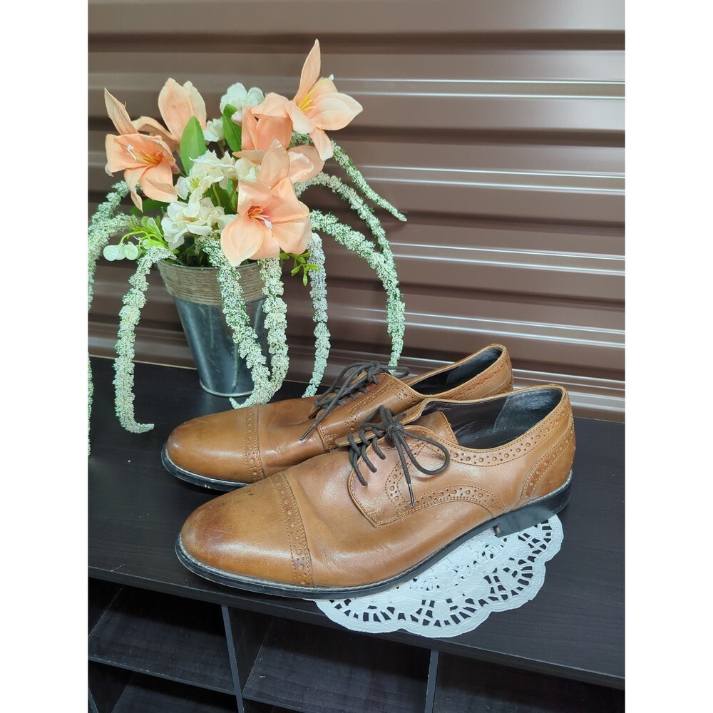 Nunn Bush Mens Size 13 Cognac Leather Norcross Cap Toe Oxford Shoes
